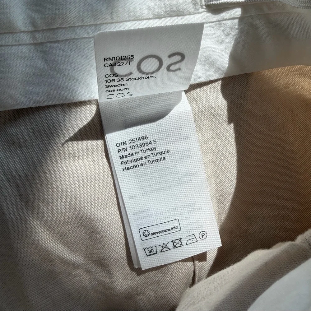 COS Wide-Leg Pleated Trousers in Beige